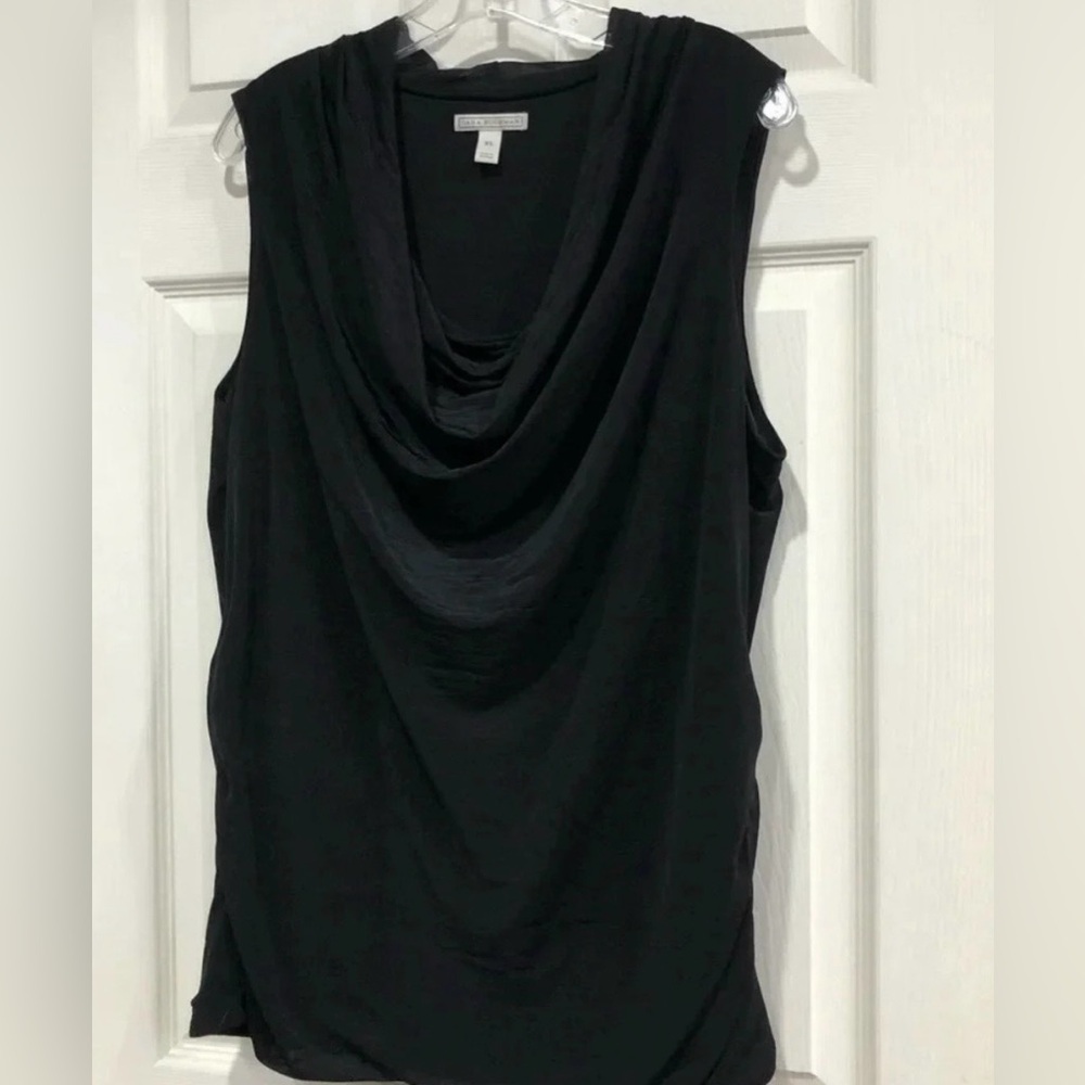 Dana Buchman Women’s XL Draped Front Tank Sleeveless Top Black EUC Dressy
